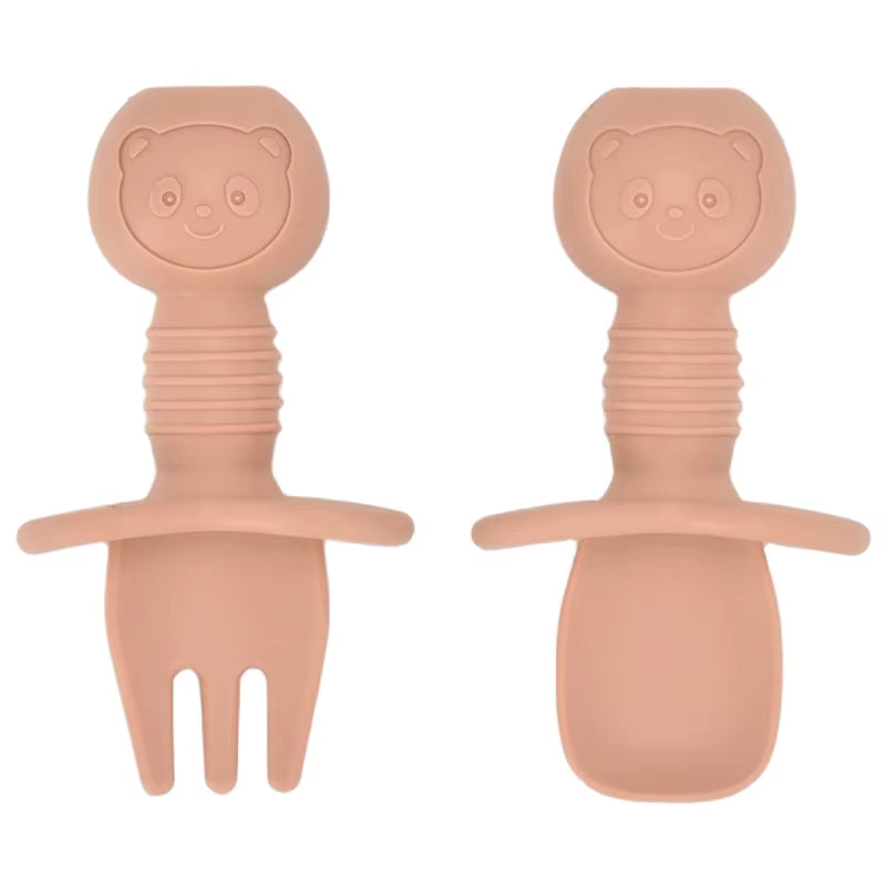 4Pcs/Set Baby Safe Silicone Dining Plate Solid Cute Cartoon Children Dishes Smile Face Baby Tableware Set Retro Kids Plate