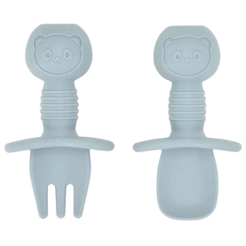 4Pcs/Set Baby Safe Silicone Dining Plate Solid Cute Cartoon Children Dishes Smile Face Baby Tableware Set Retro Kids Plate