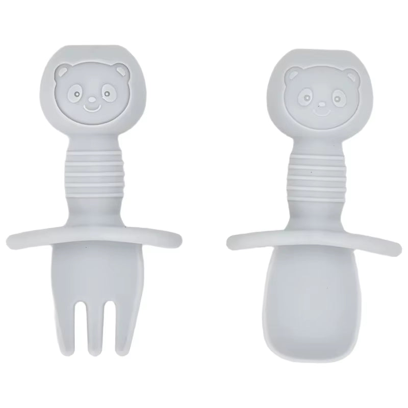 4Pcs/Set Baby Safe Silicone Dining Plate Solid Cute Cartoon Children Dishes Smile Face Baby Tableware Set Retro Kids Plate